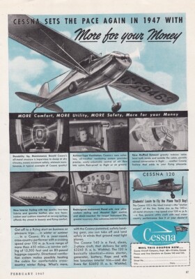 1947 Cessna 120 / 140 Aircraft ad 3/25/2024m