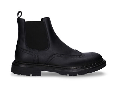 Chelsea-Boots Herren Brogue vegane Leder schwarze Stiefel Knöchel
