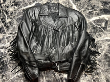 Leather King Women's Black Motorcycle Leather Jacket Size Large