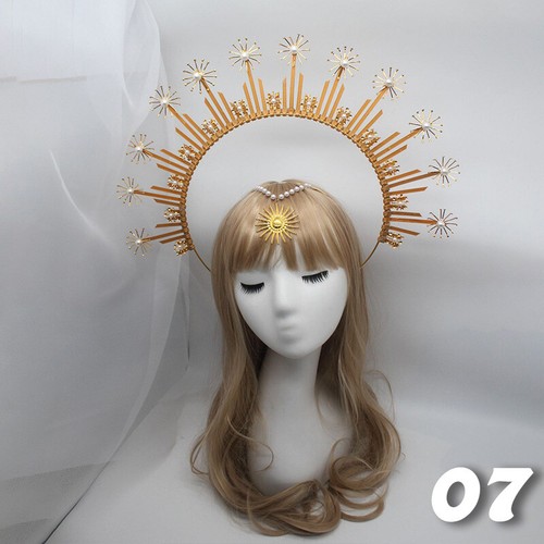 Dame Diadem Kopfschmuck Heiligenschein Krone Haarreif Gothic Lolita Notre Virgin Mary Barock - Bild 10 von 30