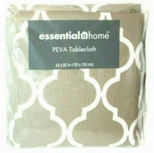 Essential Home Fretwork Beige PEVA Tablecloth