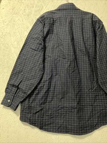 L.L. Bean Dress Shirt Collared Blue Green Checkered Pattern Men’s 17-33 - Picture 15 of 16