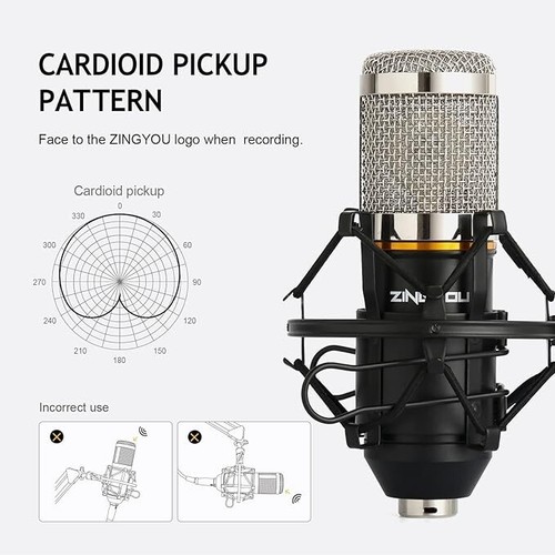 ZINGYOU Condenser Audio Microphone Bundle BM-800 Mic w/filters Studio Recording - Picture 3 of 10