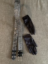 Halloween / Costume Pieces - Black Short Gloves - Silver Sparked Buckle Belt