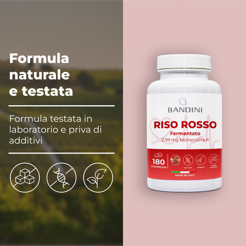 Bandini® RISO ROSSO FERMENTATO 180 Compresse Vegane (3 mesi) - Monacolina K - Foto 5 di 7