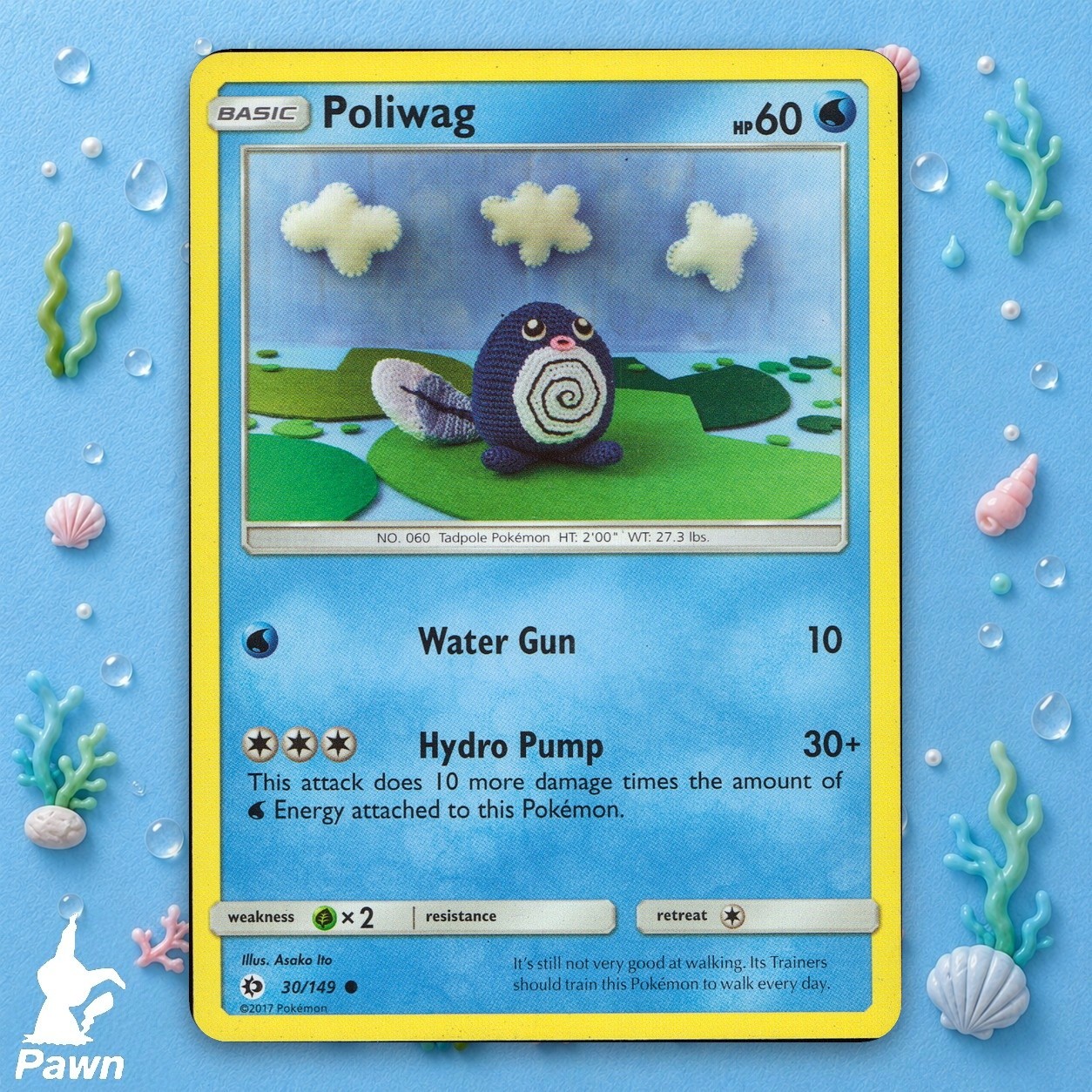 Poliwag 30/149 Sun & Moon Common Pokemon TCG Card Trading Game NM Art Asako Ito