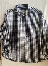 Tommy Hilfiger Men's Regular Fit Blue White Check Button-Up Long Sleeve Shirt L