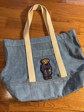 20p New Polo Ralph Lauren Ralph s Bear in denim jacket Canvas zip Tote denim Bag