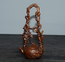 Exquisite Small Leaf Boxwood Handle Teapot Ornament