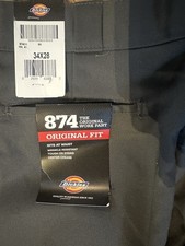 Dickies 874 Original Fit Work Pants 34X28 Dark Gray 65 Polyester 35 Cotton