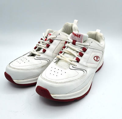 Propet Women's Walking Shoes White Red Leather Comfort Sneakers 8.5D WAM002A
