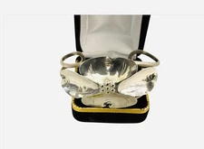 Sterling Silver NYE Vintage Flower Cuff Bracelet 7”