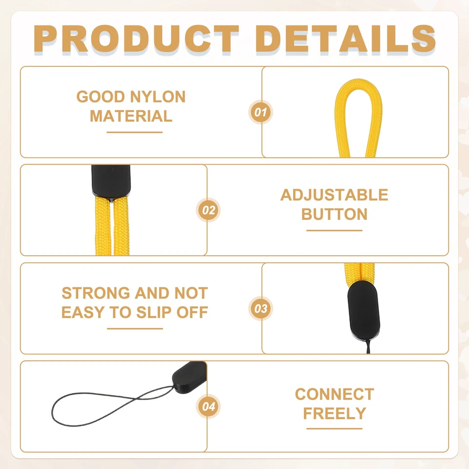 Correa de muñeca para cámara, 3 piezas correas de muñeca ajustables cordón, amarillo puro Foto 3 de 4