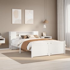 Massivholzbett mit B&uuml;cherregal ohne Matratze Holzbett Bett Bettgestell vidaXL