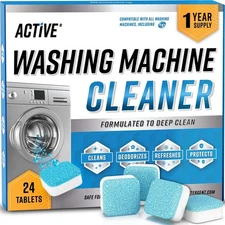 Washing Machine Cleaner Descaler 24 Pack - Deep Cleaning Tablets