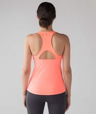 Lululemon Final Lap Tank Top Sz 6 Pop Orange Coral Racerback High Neck Luxtreme