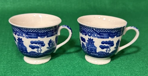 2X Vintage Flow Blue And White Coffee Cup Mug Japan(replacements)