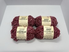 Premier JUST CHENILLE Medley Yarn 65yards Lot of 4 , Red/Burgundy, Crochet