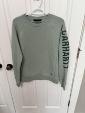 Carhartt Women s Green Relaxed Fit Crew Neck Logo Sleeve Sweatshirt M