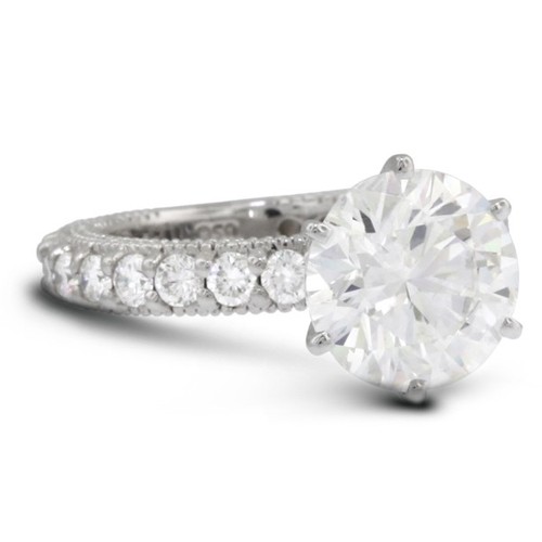 Anillo de oro blanco con diamantes naturales brillantes redondos D SI2 3,21 ctw D SI2 - Imagen 6 de 17