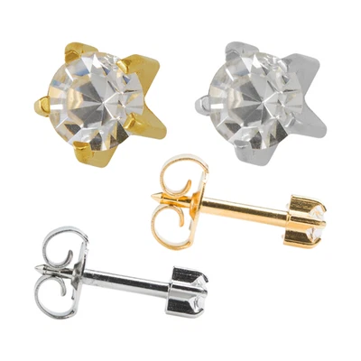 Studex Plus Ear Piercing April / Crystal Birthstones Stud Earrings Claw Setting