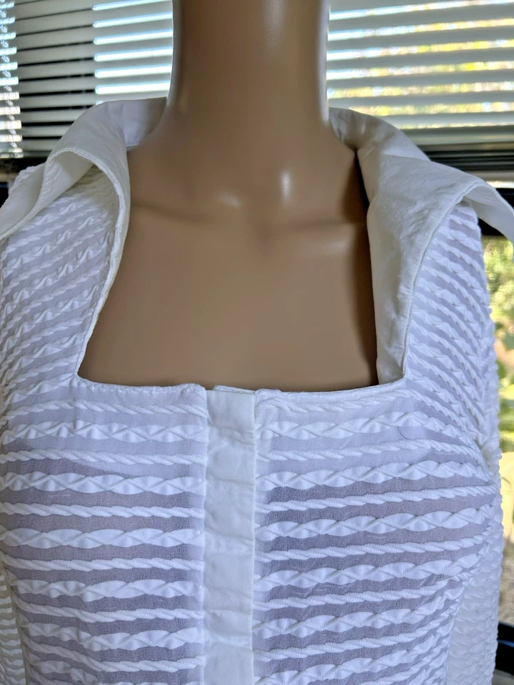 Blusa vintage Lillie Rubin para mujer talla mediana blanca a presión frontal manga larga Foto 3 de 4