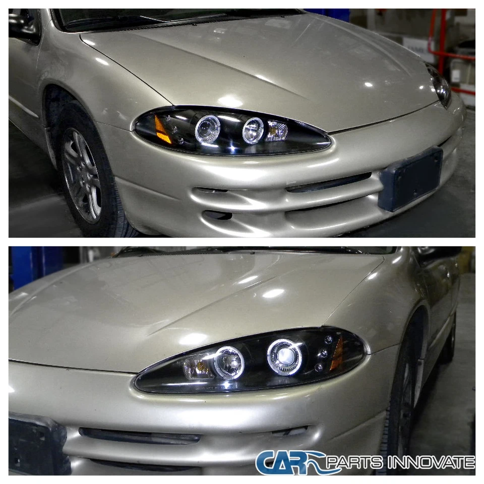 Black Fits 1998-2004 Dodge Intrepid LED Halo Projector Headlights Lamps L+R - Изображение 4 из 4