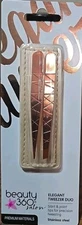 Beauty 360 Elegant Tweezer Duo Rose Gold Stainless Steel Tweezers Total