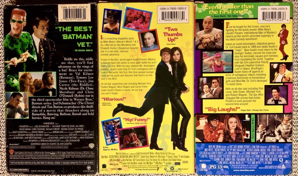 3 VHS lot-90’s Marquee Family Favorites-Austin Powers X2 + Batman Forever Foto 2 de 4