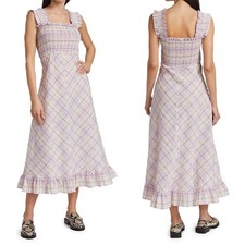 Ganni seersucker plaid midi dress - Size EU 42/ US 10/12 (Large)