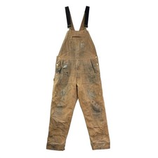 Carhartt Bib Overalls Men 36x29 Tan Distressed Thrashed Duck Canvas Workwear Bib