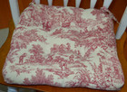FRENCH COUNTRY RED WHITE TOILE CHAIR CUSHION SEAT CUSHION TIES 16" VICTORIA PARK