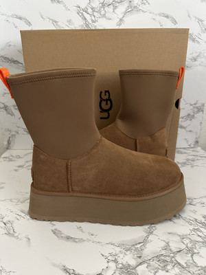 UGG Chestnut Brown Classic Dipper Platform Zip Boots Shoes Women s Size 11