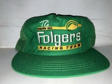 Vtg Folgers Coffee Racing Team Snapback Hat Cap Nascar Made In Usa 80s Racecar