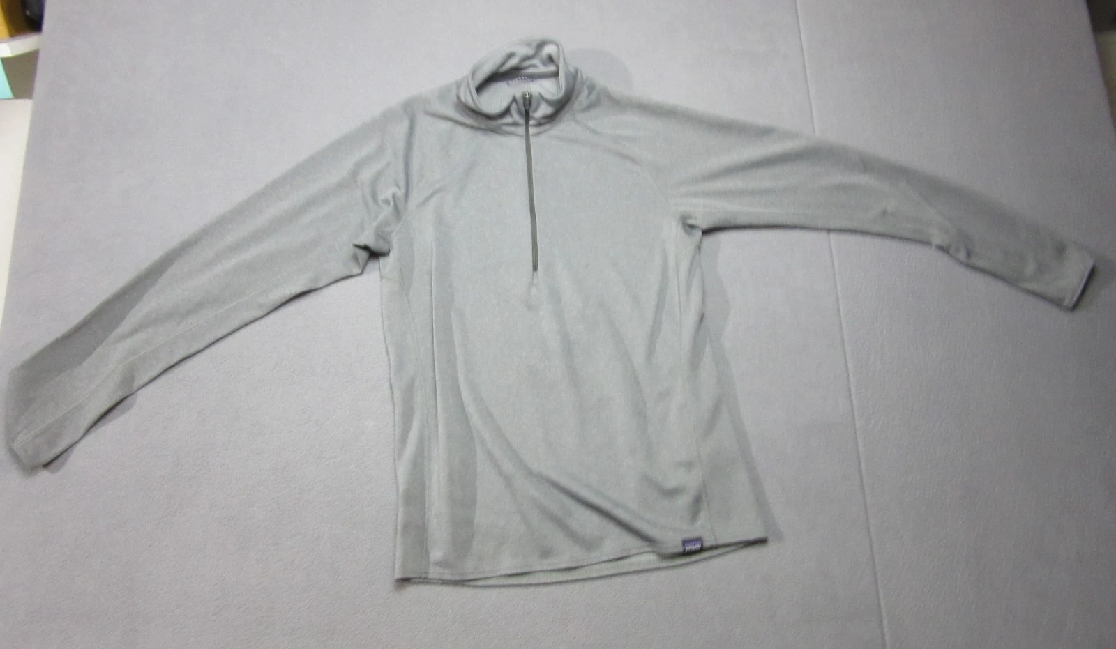 Patagonia Shirt Mens Small Gray Midweight Capilene Baselayer Mock Neck 1/4 Zip