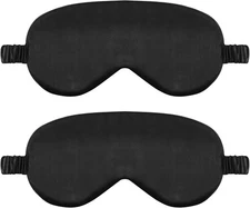 2 Pack Sleep Mask Silk Eye Cover for 1 Count (Pack of 2), Black 