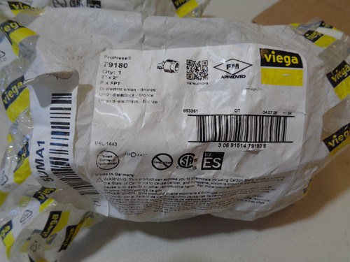 VIEGA 79180 ProPress Di-Electric Bronze Union 2" x 2" PxFPT 2" tube x 2" FNPT