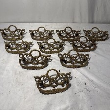 10 Ornate Filagreed  Antique Brass Pull Drawer Cabinet Handle Ornate Hardware