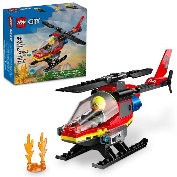 LEGO CITY 60411 ELICOTTERO DEI POMPIERI, VEICOLO GIOCATTOLO CON 2 ELEMENTI LANCIA-ACQUA E MINIFIGURE, GIOCHI PER BAMBINI 5+ - Immagine 10