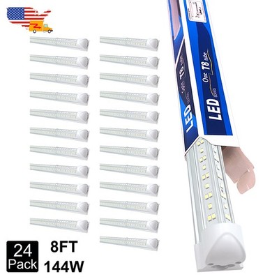 24Pack 8' Led Shop Lights Fixtures, T8 8Ft Led Garage Ceiling Light 144W 6500K