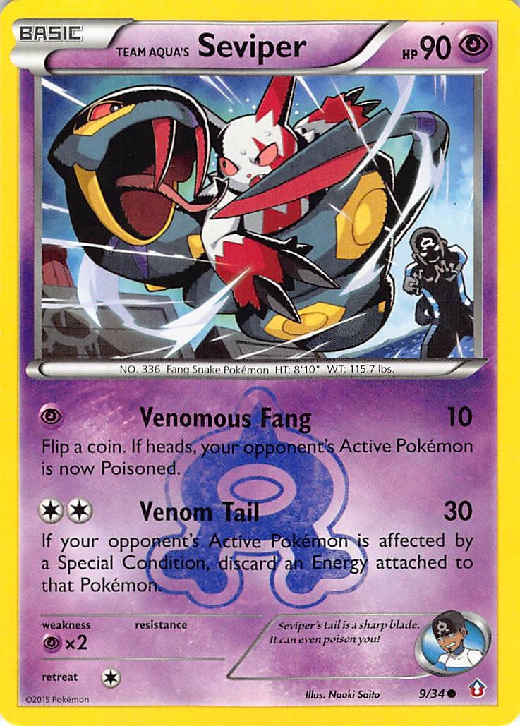Team Aqua's Seviper 9/34 Common Double Crisis Pokemon Lightly Played