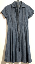 Talbots Denim Shirt Dress Cotton Size 6 Short Sleeve Belted Preppy Minimalist
