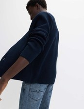 Marks & Spencer Mens Dark Navy V-Neck Long sleeved Cardigan - M&S