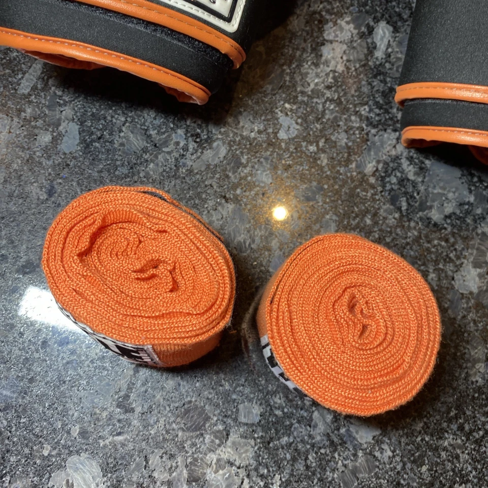 Title Boxing Gel Intense Training Gloves 16oz Black Orange Wraps - Image 2 of 4