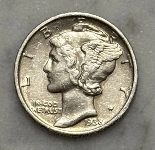 1938-S Mercury Dime - AU - About Uncirculated - 90% Silver
