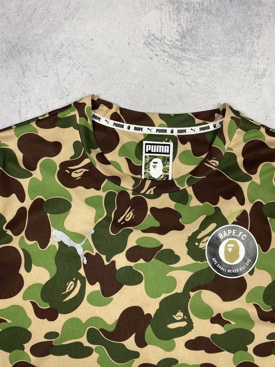 A Bathing Ape Bape FC x Puma ABC Camo Jersey T Shirt Mens Size M