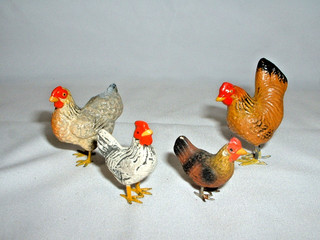 German Composition Christmas Putz Farm Chickens (4)