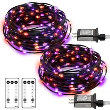 2 Pack Halloween Fairy Lights Plug in, 33Ft 100 LED Micro Starry String Light...