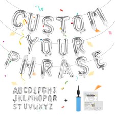52 pcs Silver Foil Letter Balloons with Air Pump, 16 Inch 2 A-Z Sets - Mylar ...