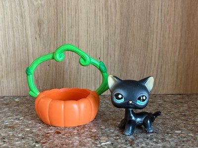 RARE LITTLEST PET SHOP #994 (Hasbro 2008) - Black Cat Halloween Pumpkin